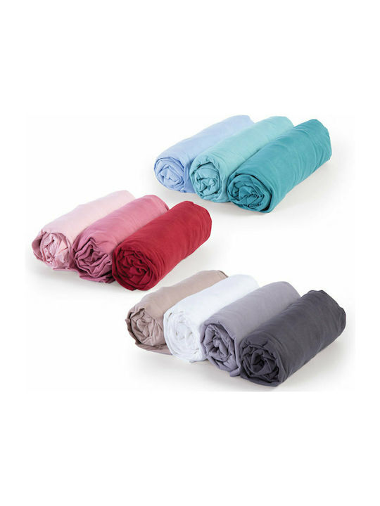Nef-Nef Homeware Sheet Super-Double with Elastic 160x200+30cm. Jersey 564 Sky