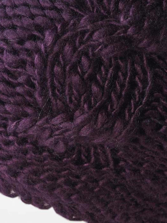 Pom Pom Beanie Γυναικείος Σκούφος Πλεκτός σε Μωβ χρώμα