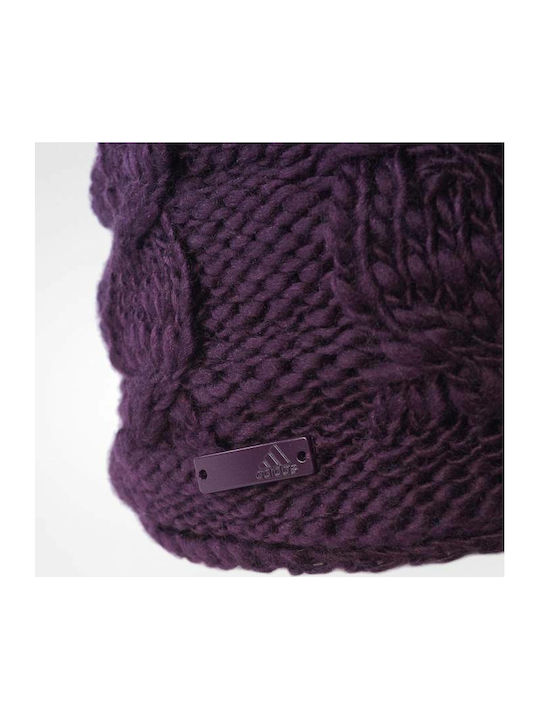 Pom Pom Beanie Γυναικείος Σκούφος Πλεκτός σε Μωβ χρώμα