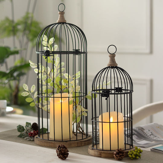 Lalos Bird Cage Tabletop Metallic Lantern Black 17.5x17.5x39.7cm Lalos Bird Cage Tabletop Metallic Lantern Black 17.5x17.5x39.7cm