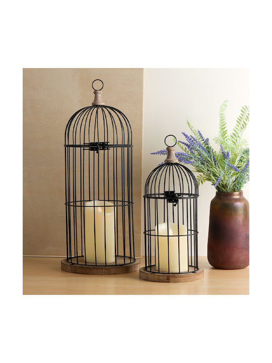 Lalos Bird Cage Φαναράκι Μεταλλικό Επιτραπέζιο Μαύρο 17.5x17.5x39.7εκ.