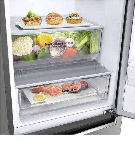LG Ψυγειοκαταψύκτης 384lt Total NoFrost Υ203xΠ59.5xΒ68.2εκ. Inox GBB62PZHMN
