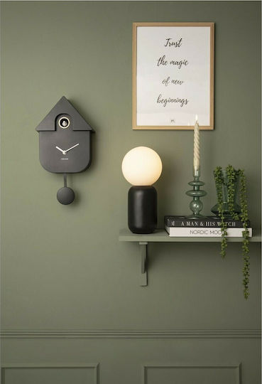 Karlsson Modern Cuckoo Тих режим Стенен часовник Пластмаса С махало Черно 21.5x41см