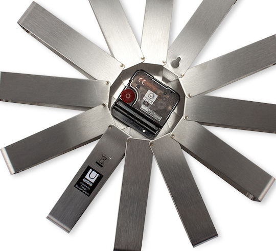 Umbra Ribbon 3D Leise Wanduhr Metallisch Silber Ø30cm