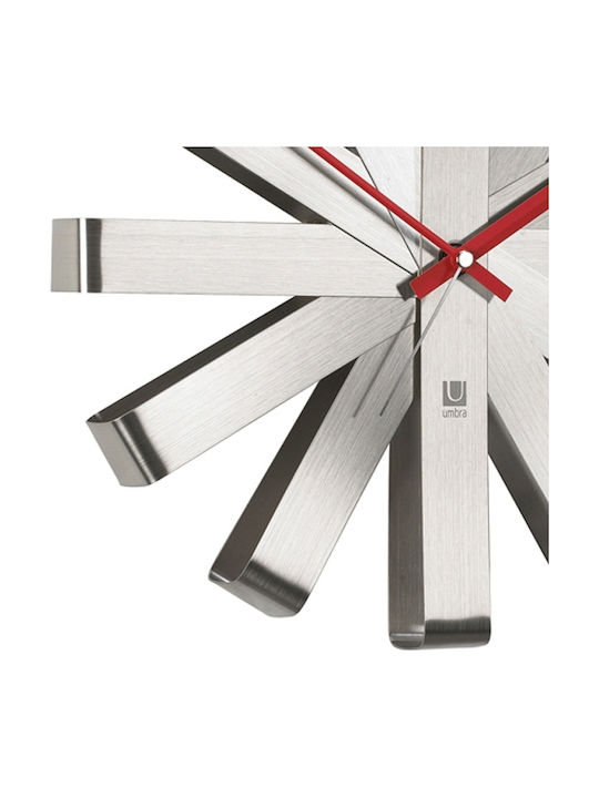 Umbra Ribbon 3D Silent Wall Clock Metallic Silver Ø30cm