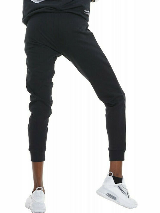 Body Action Pantaloni de trening pentru femei cu cauciuc Negru Fleece