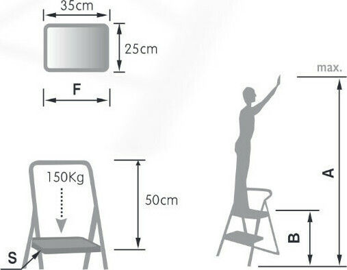 Palbest Quickstep Step Ladder Aluminum 3 Steps 75cm