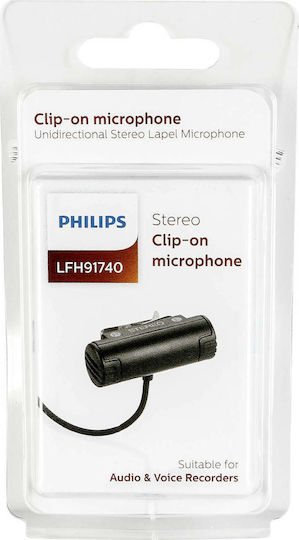 Philips LFH91740 Condensator (Diafragmă Mică) Microfon 3.5mm Πέτου, Clip On pentru Mobil