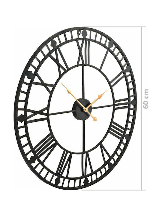 vidaXL Wall Clock Vintage XXL 60cm Antique Wall Clock Metallic Black Ø60cm