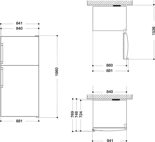Whirlpool Kühlschrank mit Doppeltür 587Es Total NoFrost H186xB84xT75cm. Inox W84TE 72 X AQUA 2