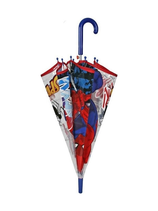 Rain Umbrelă pentru copii Baston Spiderman transparentă cu diametrul de 45cm.