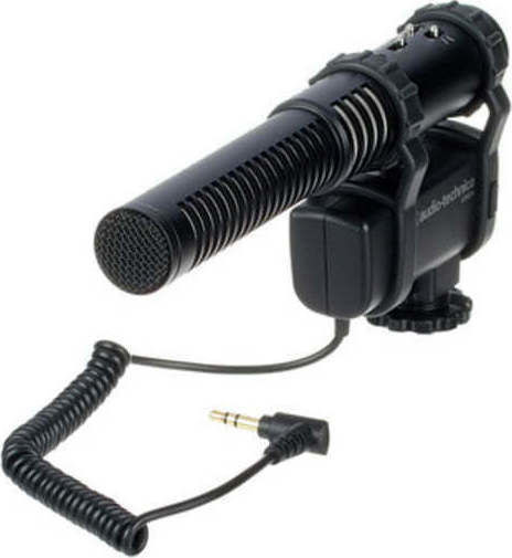 Audio Technica AT8024 Elektret Mikrofon 3,5mm Stoßmontiert für Kamera