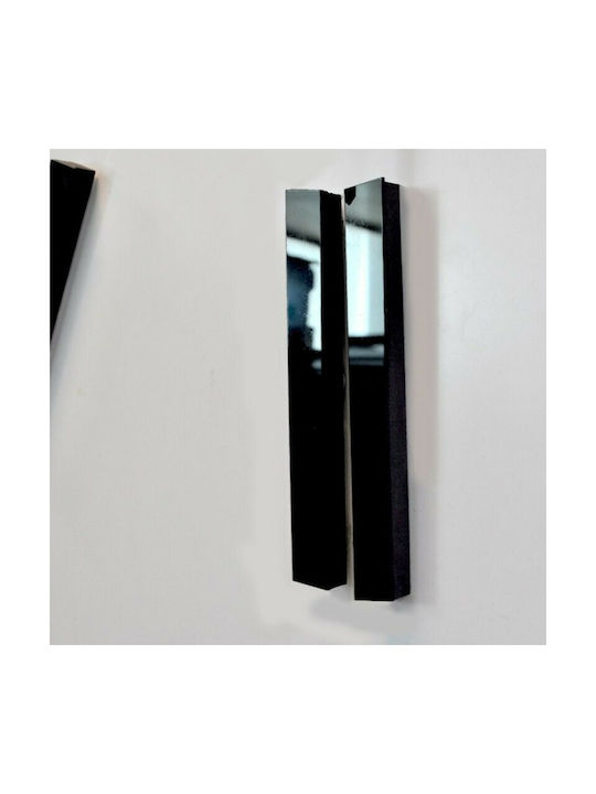 3D DIY Mirror Giant 3D Ρολόι Τοίχου Αυτοκόλλητο Πλαστικό Μαύρο
