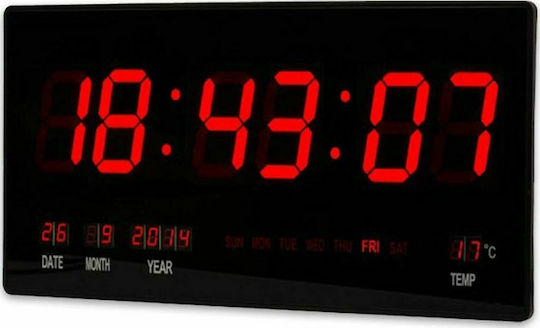 Factory JH-4622 Wall Clock Digital Plastic Black 45x21cm Factory JH-4622 Wall Clock Digital Plastic Black 45x21cm