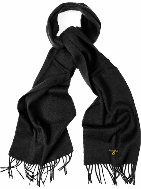 Plain Lambswool Men's Wool Scarf Black