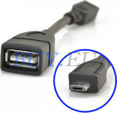 Black Converter micro USB male to USB-A female 1pcs
