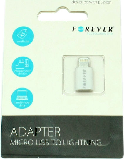 Forever Adapter micro USB to Lightning Μετατροπέας Lightning male σε micro USB female Λευκό 1τμχ