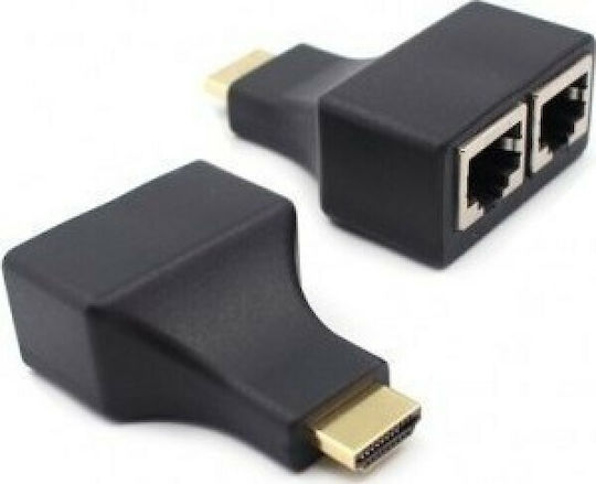 DeTech HDMI Männlich Zu RJ-45 2x Weiblich 1 Stück