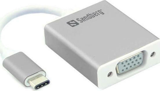 Sandberg USB-C to VGA Link Converter USB-C male to VGA female White 1pcs