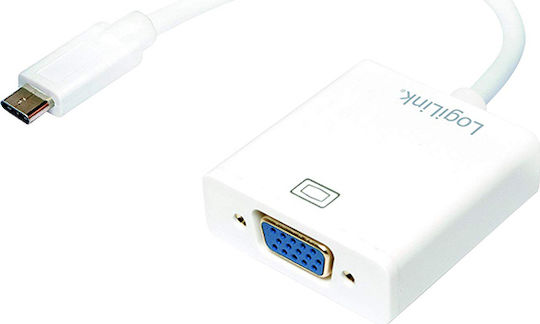 LogiLink Μετατροπέας USB-C male σε VGA female Λευκό 1τμχ UA0237