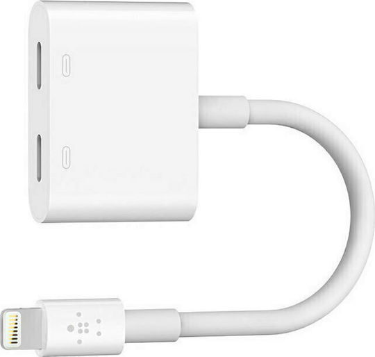 Belkin Μετατροπέας Lightning male σε Lightning 2x female Λευκό 1τμχ F8J198btWHT