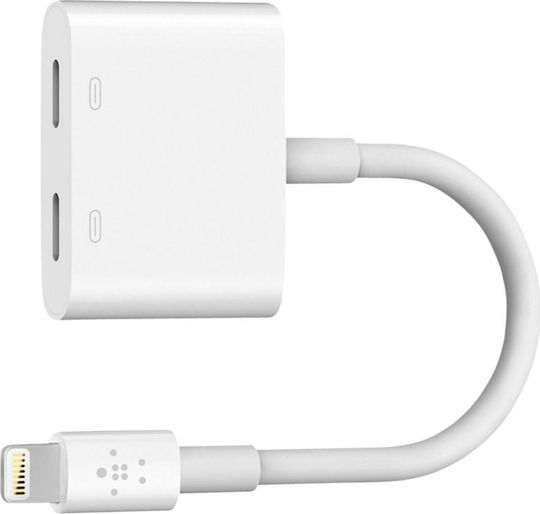 Belkin Μετατροπέας Lightning male σε Lightning 2x female Λευκό 1τμχ F8J198btWHT