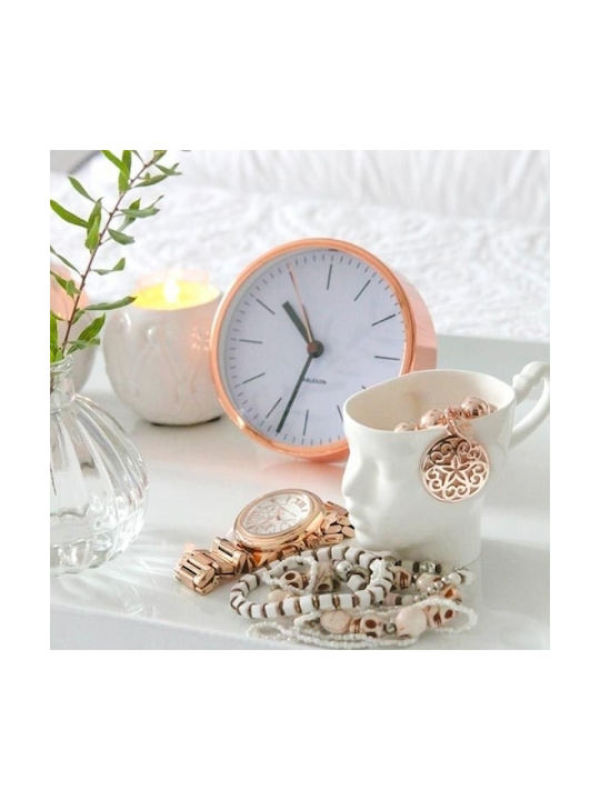 Karlsson Minimal Copper Silent Tabletop Clock with Indicators Metal with Alarm Clock Copper KA5536WH