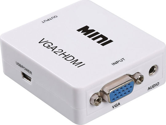 Artsound Μετατροπέας HDMI female σε 3.5mm / VGA female Λευκό 1τμχ
