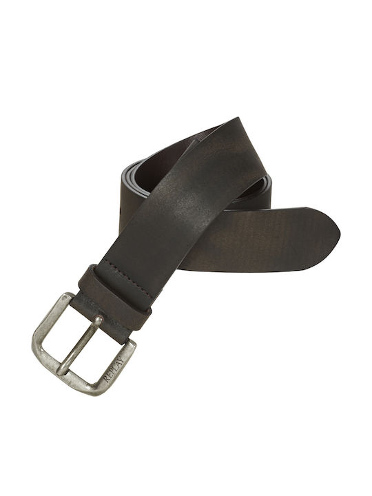 Wide Men's Belt Leather Brown