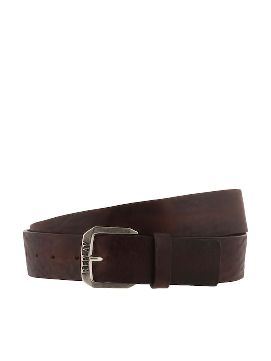 Wide Men's Belt Leather Brown