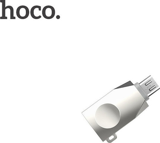 Hoco Μετατροπέας micro USB male σε USB-A female Ασημί 1τμχ HOC-UA10m-S