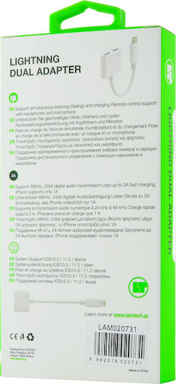Lamtech Convertor Lightning masculin în Lightning 2x femelă Alb 1buc LAM020731