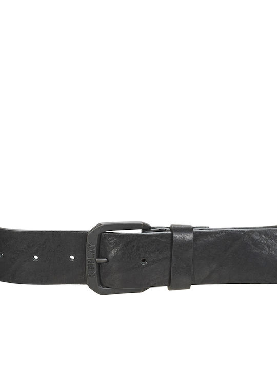 Wide Men's Belt Leather Black