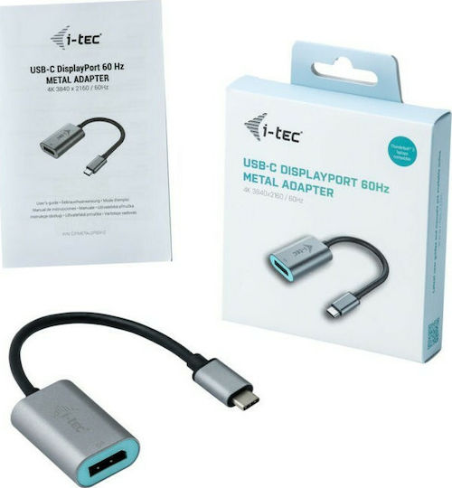 i-tec Converter USB-C male to DisplayPort female Silver 1pcs C31METALDP60HZ