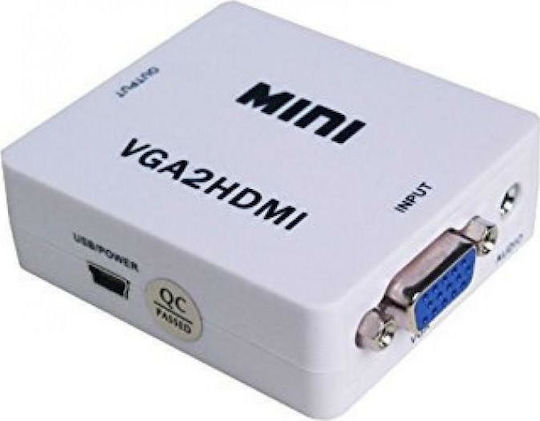Powertech Μετατροπέας 3.5mm / VGA female σε HDMI female Λευκό 1τμχ CAB-H107