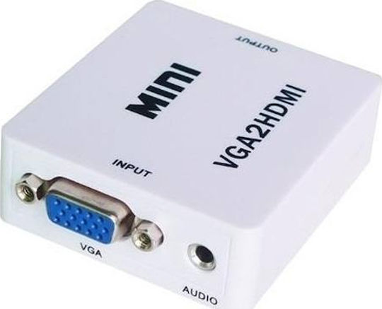 Powertech Μετατροπέας 3.5mm / VGA female σε HDMI female Λευκό 1τμχ CAB-H107