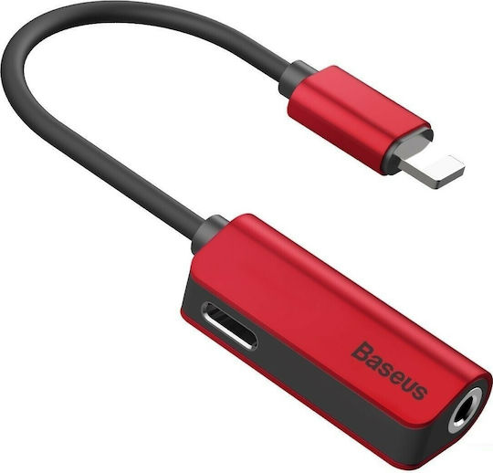 Baseus L32 Конвертор Мълния мъжки към 3.5mm / Мълния женски Червен 1бр