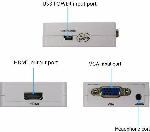 Powertech Μετατροπέας 3.5mm / VGA female σε HDMI female Λευκό 1τμχ CAB-H107