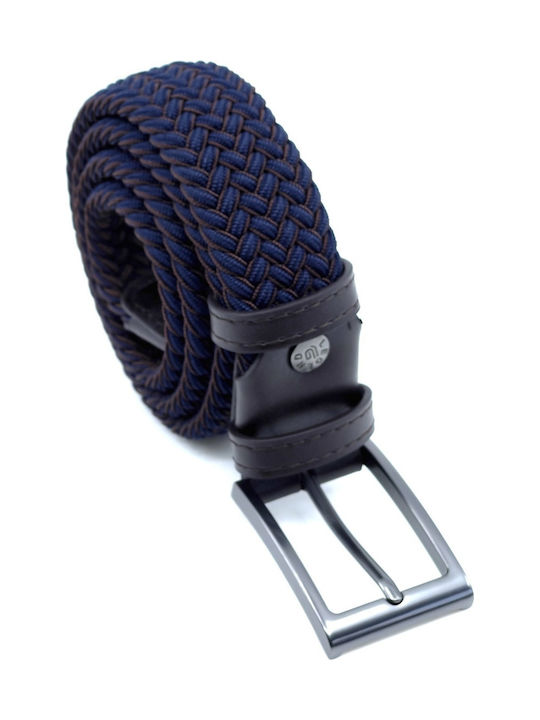 Elastic Men's Belt Knitted Double Sided Navy Blue