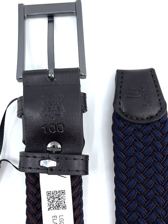 Elastic Men's Belt Knitted Double Sided Navy Blue