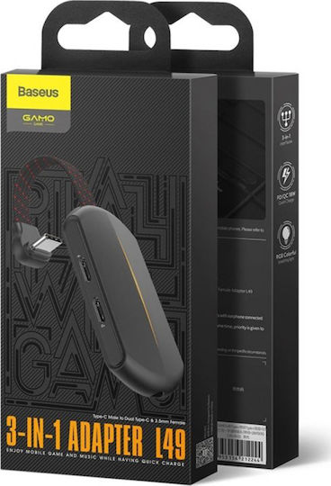 Baseus GAMO L47 Konverter Blitzschlag männlich zu 3.5mm / Blitzschlag weiblich Schwarz 1Stück