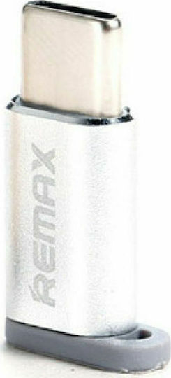 Remax RA-USB1 Μετατροπέας USB-C male σε micro USB female Ασημί 1τμχ