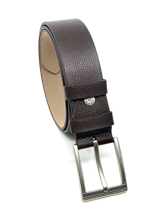 1757 Wide Men's Belt from Artificial Leather Brown 1757 ΚΑΦΕ