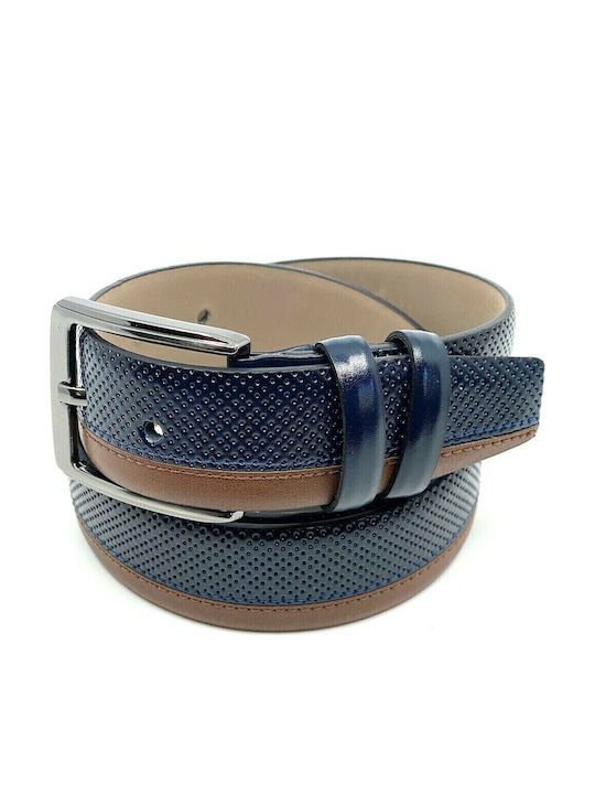Men's Belt from Artificial Leather Blue / Taba