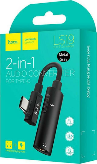Hoco LS19 Konverter USB-C männlich zu 3.5mm / USB-C weiblich Grau Gray 1Stück
