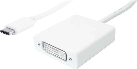 Powertech Конвертор USB-C мъжки към DVI-I женски Бял 1бр PTH-036