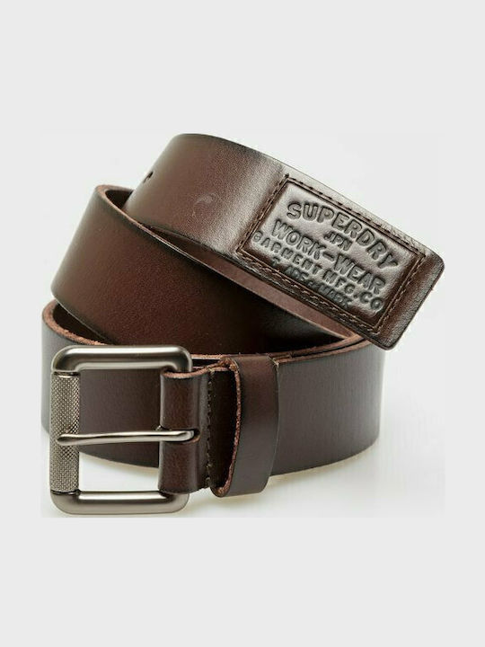 Badgeman Wide Men's Belt Leather Brown