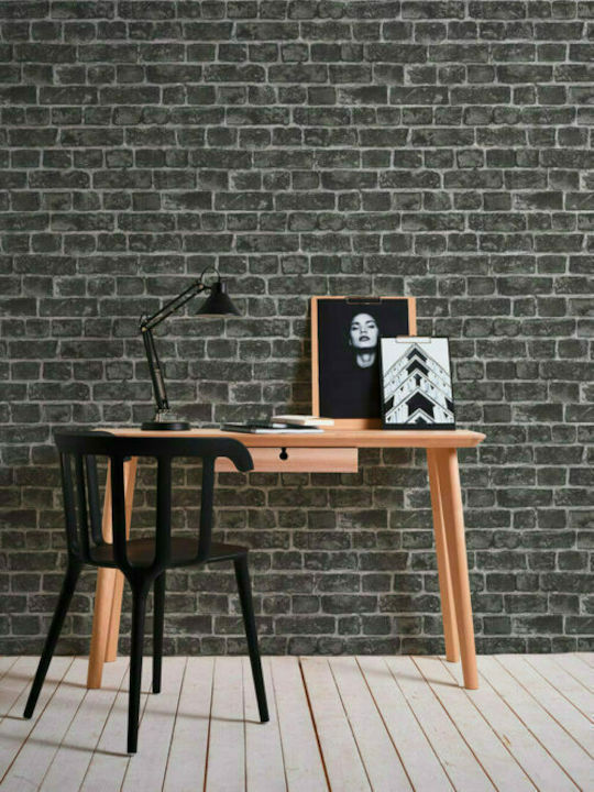Wall Wallpaper Wood Stone Vinyl Gray 1005x53cm Washable