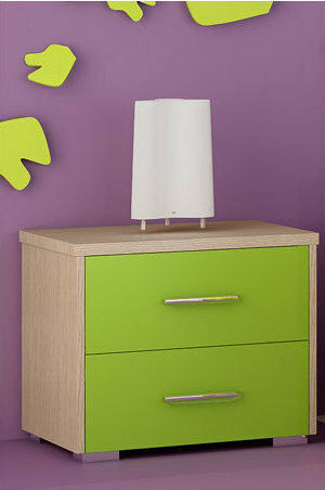 Νο.7 Κομοδίνο Ξύλινο Oak-Green 50x34x48cm
