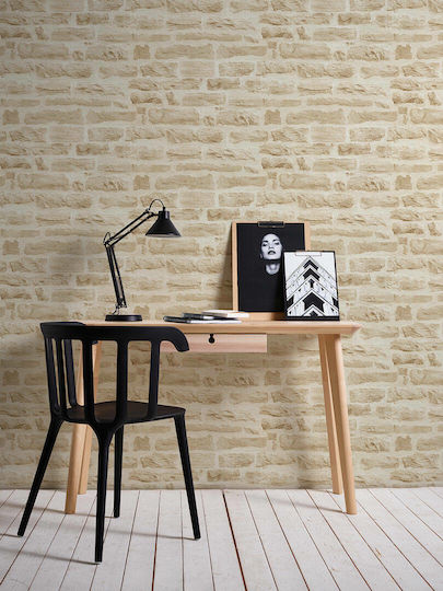 Тапет за Стена Wood Stone Винил Бежов 1000x53см Миеща се